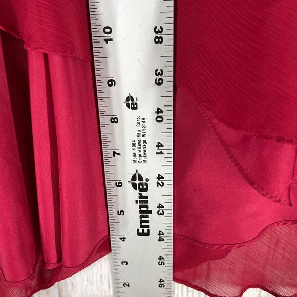 Davids Bridal Womens Dress Size 8 Red Chiffon Bridesmaid High Low A Line Halter - Picture 4 of 6